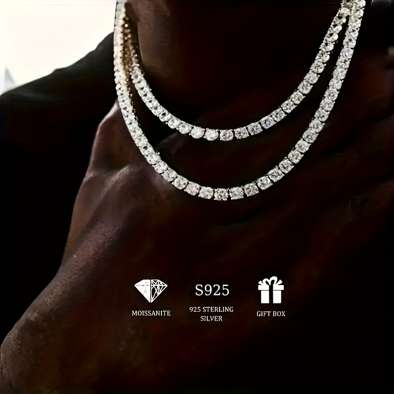 TEMU A 9.8-carat Moissanite Hip-hop Cuban Chain Necklace In 925 Silver, , Weighing 100 Grams, Stylish, Suitable For Men And Women, Suitable For