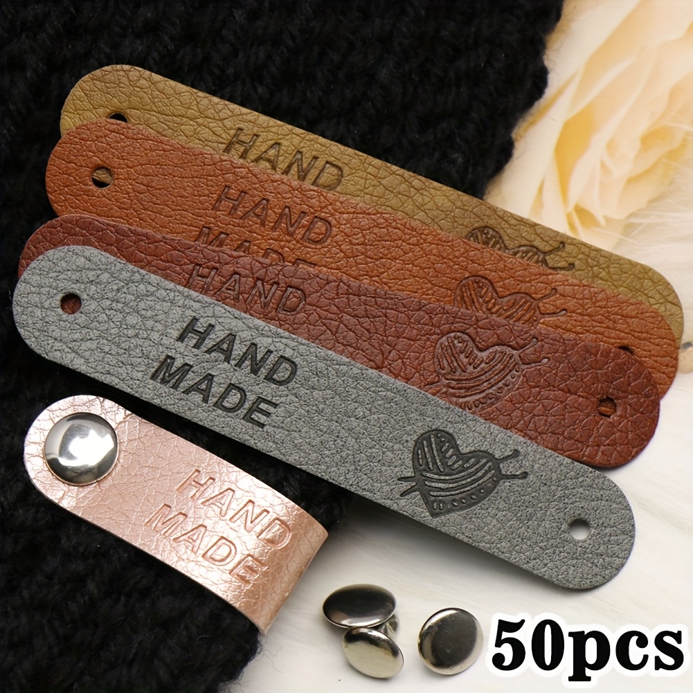 TEMU Heart-shaped Leather Tags For Labeling Knitting Projects, Wallets, Jeans, And Bags.