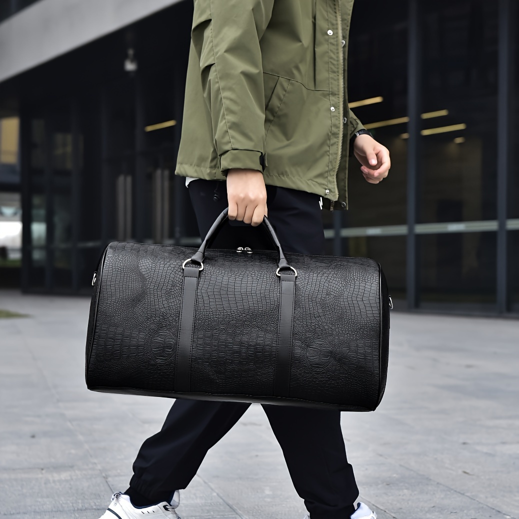 large capacity travel bag unisex crocodile pattern luggage - Temu