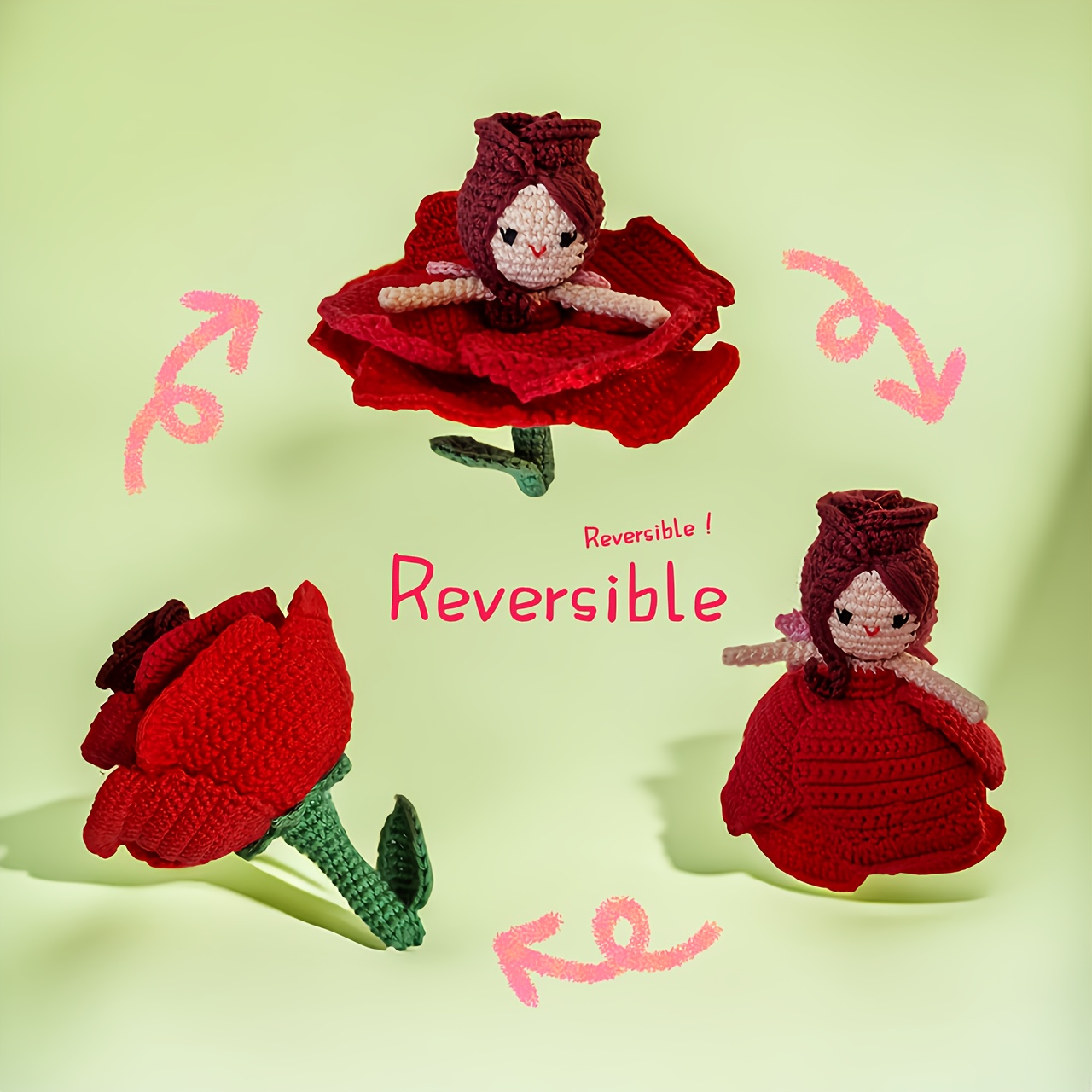 

Reversible Crochet Kits, With English Instructions -by-step Tutorials, A Full Set Of Dly Craft Kits, Including Yarn, Hooks, Instructions, And Accessories.