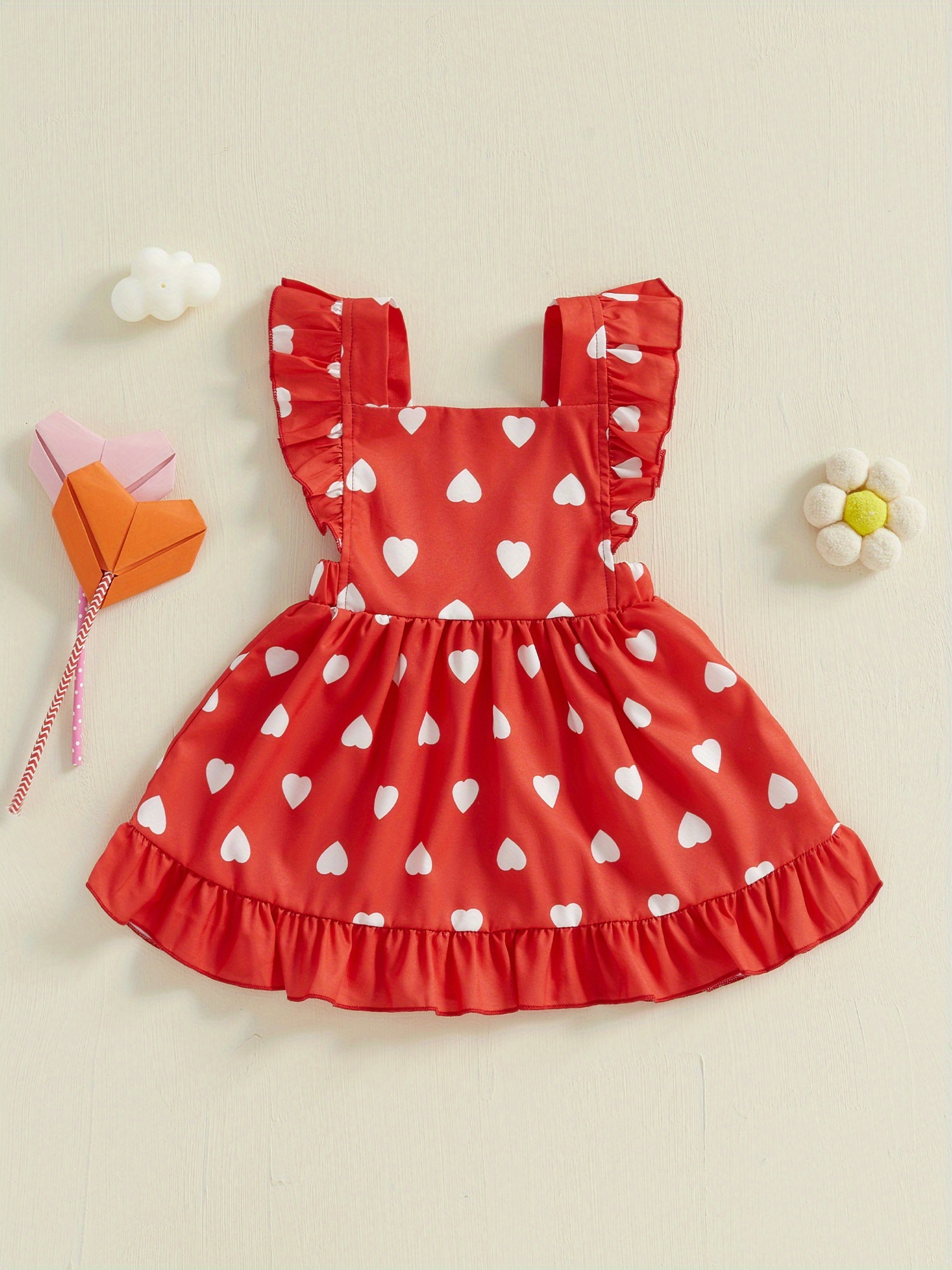 toddler girl valentines day dress heart print sleeveless - Temu