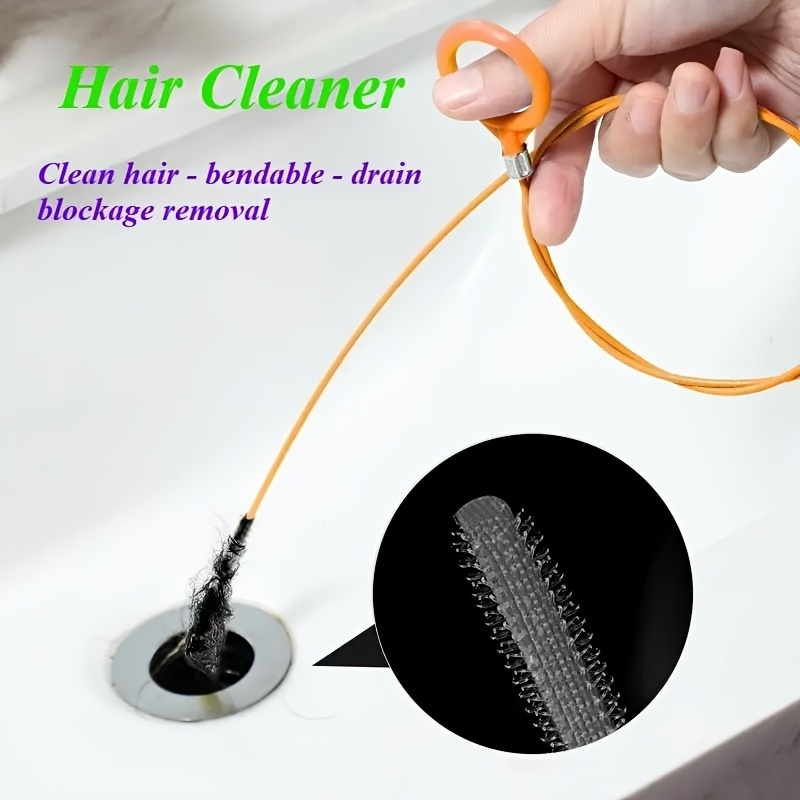 Multi-functional Drain Cleaner - Made Of Stainless Steel And Wear-resistant Nylon, Suitable For Household Pipes. Removes Blockages Such As Hair And Soap , And Convenient To Tackle All Types Of Clogs