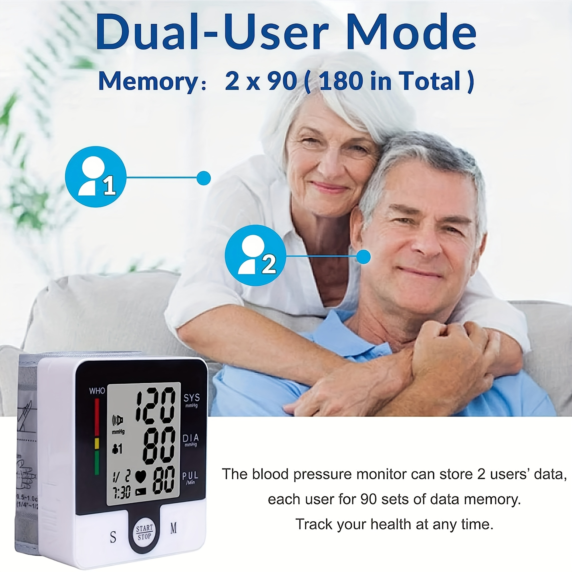 automatic wrist blood pressure monitor with adjustable cuff 90x2 memory storage large lcd display and heart rate sphygmomanometer readings battery powered for home use wrist bp monitor userfriendly design clear   Product details 9