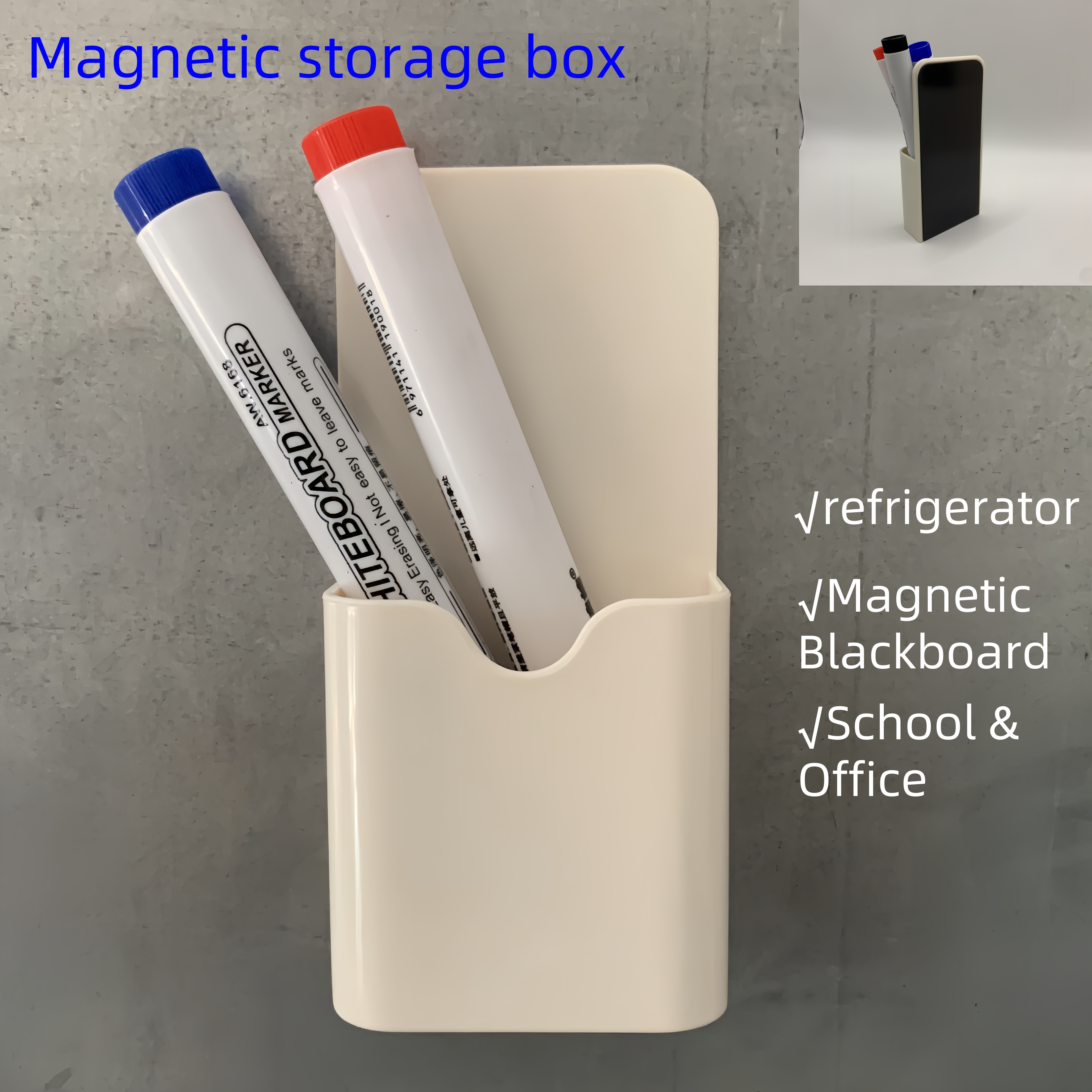 

Magnetic Storage Box For Dry Erase And Wet Erase Markers - Suitable For Refrigerator, School, And Office Use