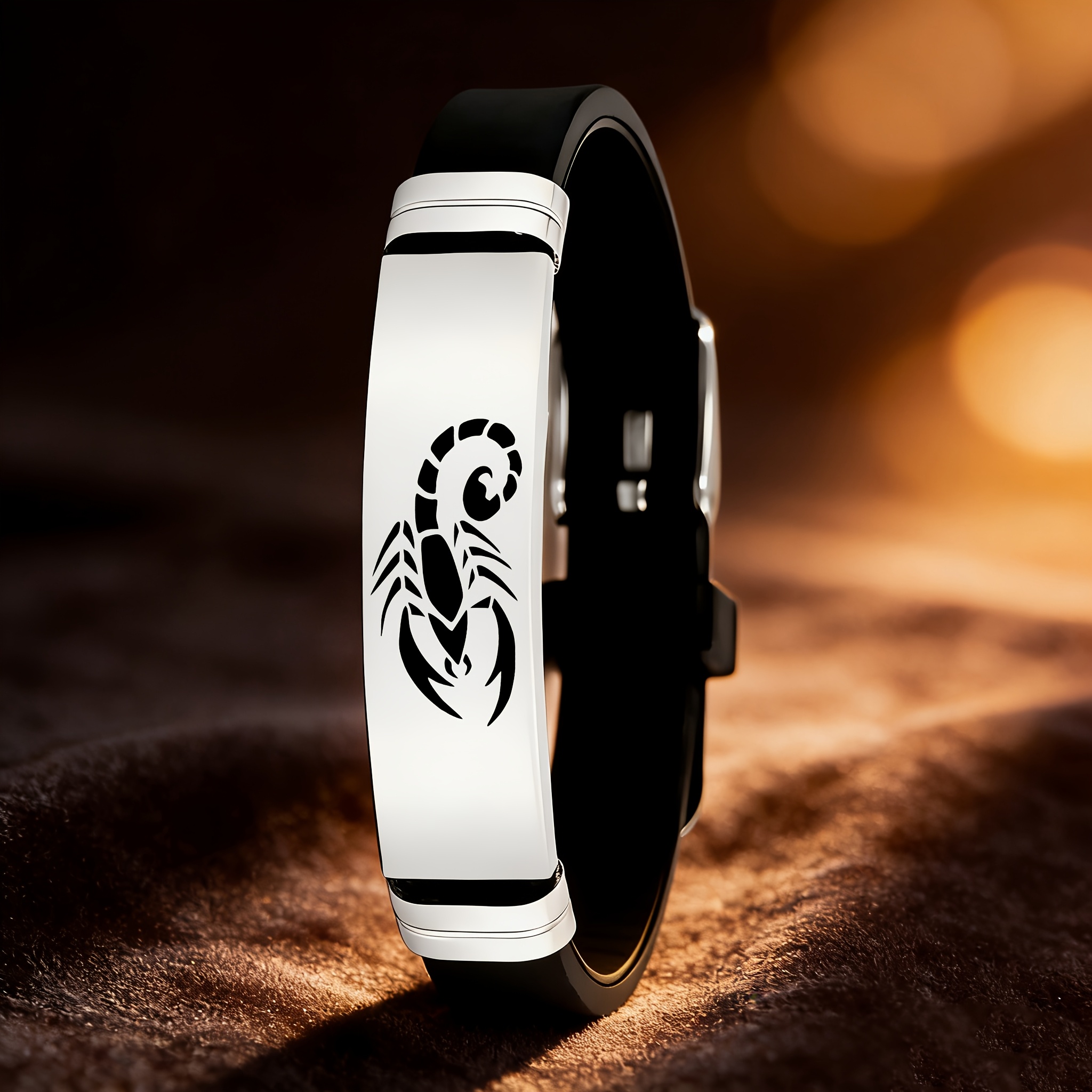 TEMU Un design de scorpion pour les extensions, et aigu, avec un bracelet en acier inoxydable 202 202 et silicone, mettant en valeur un style et .