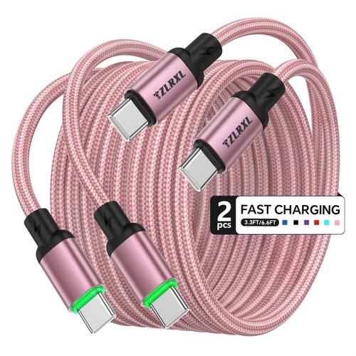 2pcs 100w type c fast charging cable nylon braided sturdy and durable super fast charging high speed data transmission type c to type c interface data cable suitable for samsung for iphone 17 16 15 for macbook ipad for xiaomi and other