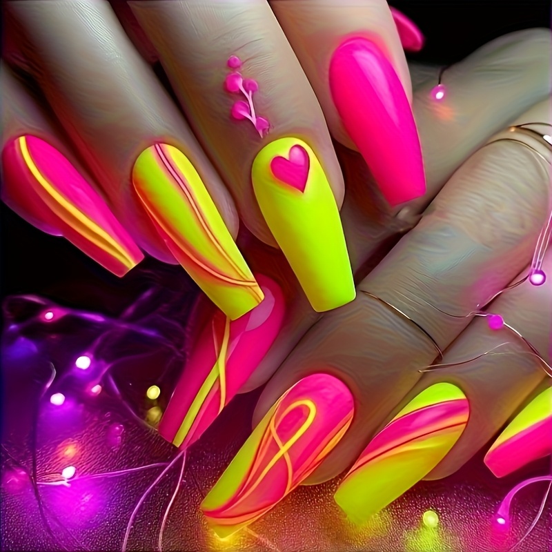 TEMU Two-box Set Of 48pcs Of Detachable Wearable Nail Art In . It Features A And Flowing Charm With Of And Lines.