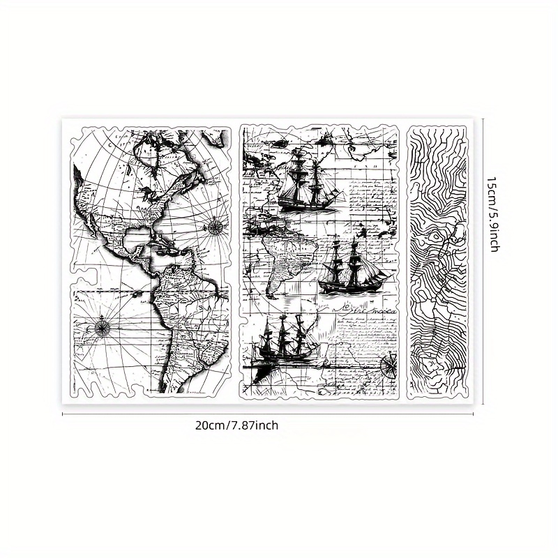 E-shop Transparenter Kartenstempel Vintage Segelboot Klare Briefmarke für Tagebuch Foto Dekoration Malwerkzeuge