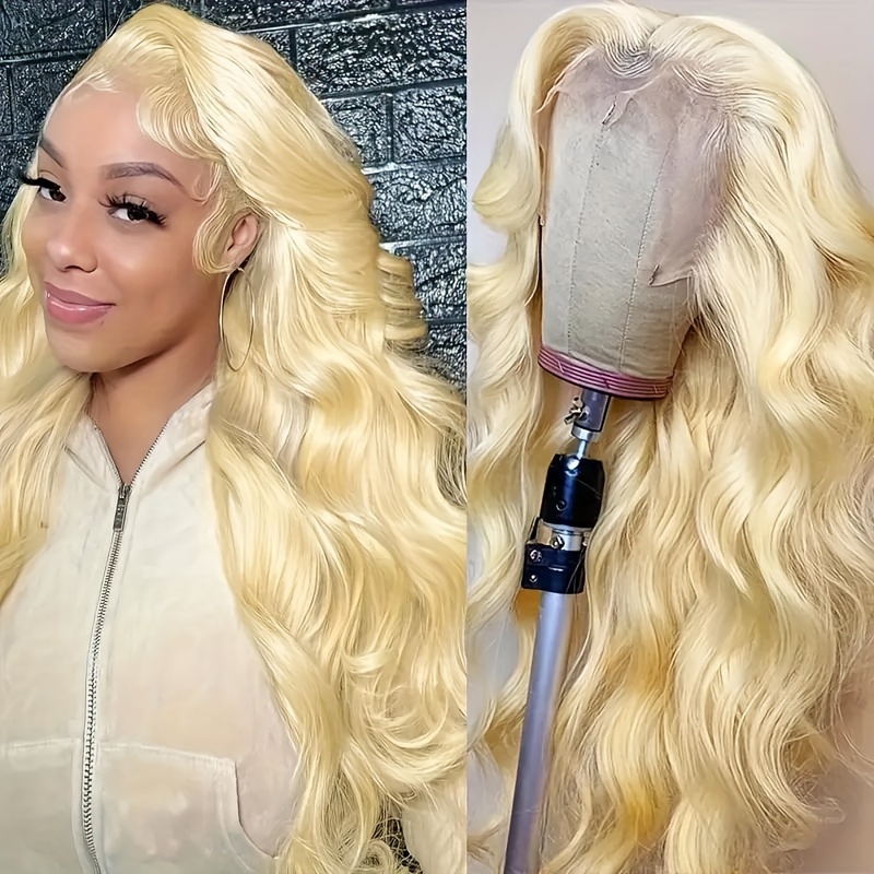 613 13x6 body wave lace front wig human hair blonde wig 180  display picture 1