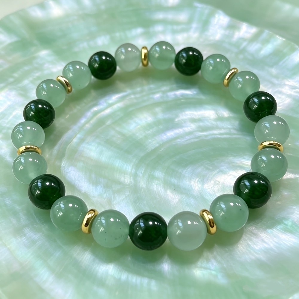 TEMU Bracciale , a , Pietre Naturali Verde e Perline di Luna, di Fortuna e , Creativit�. Accessorio di Gioielleria da Donna in Stile Bohemien, Regalo
