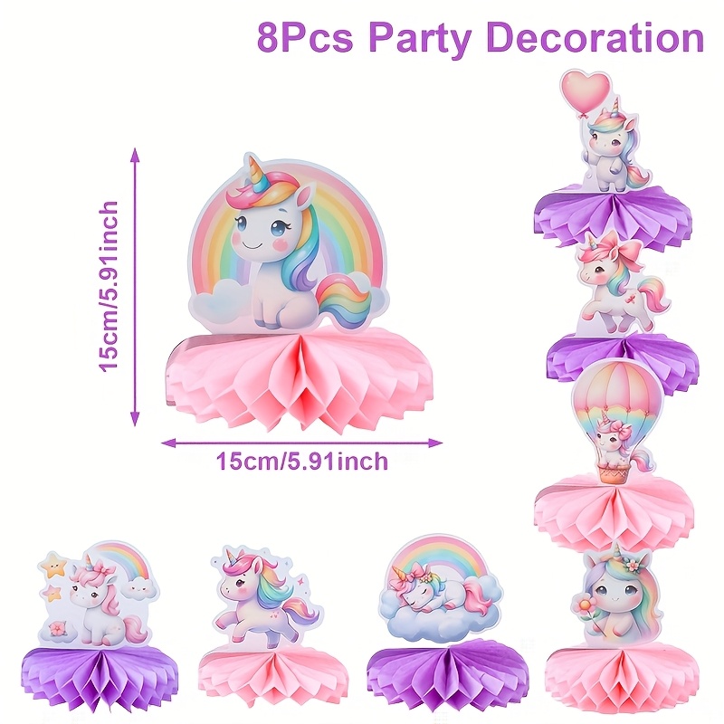 Image of 8pcs, Colorful Animal Honeycomb Table Centerpieces, Colorful Animal Honeycomb Set Decorations, Birthday Table Ornments, For Birthday, Baby Shower