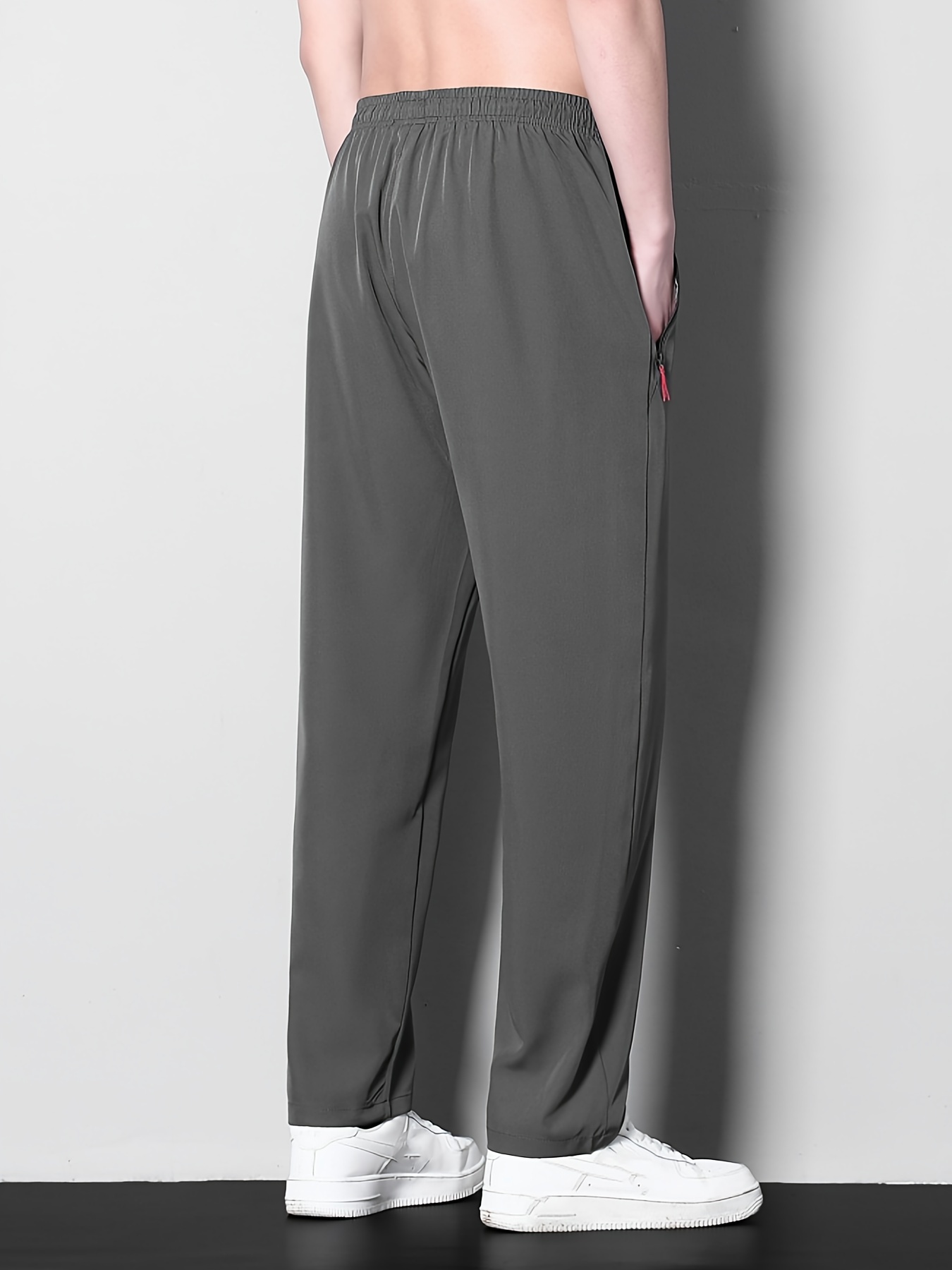 Men's Plus Size Casual Pants - Lightweight, Quick-Dry, Breathable Sports & Fitness Trousers, Black Polyester, Machine Washable, Plus Size Pants, PLUS SIZE