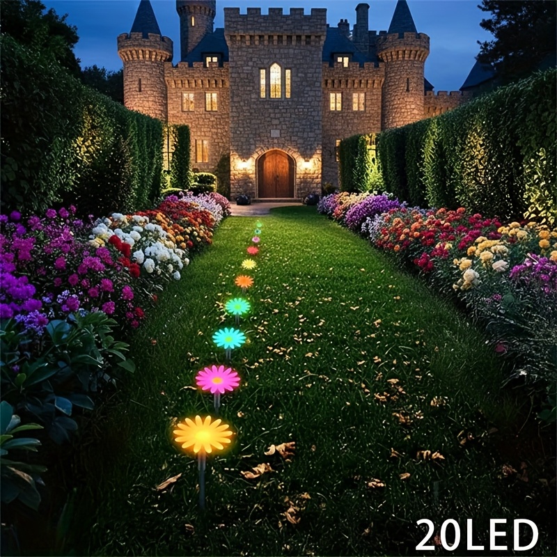E-shop Solarbetriebene 10 LED Wegeleuchten - Blumenförmige Außen-Garten- Rasenleuchten, ideal für Terrasse, Hof Gartenbeleuchtung sowie
