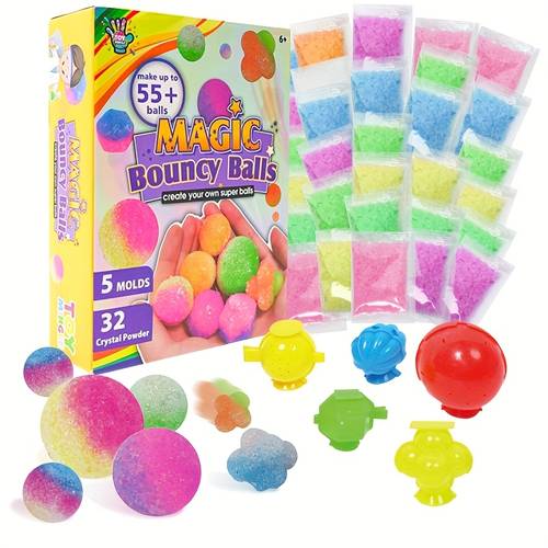 magic bouncy balls craft set by toy design your own features 5 molds 32 crystal powders and up to 55 balls for 6 year olds