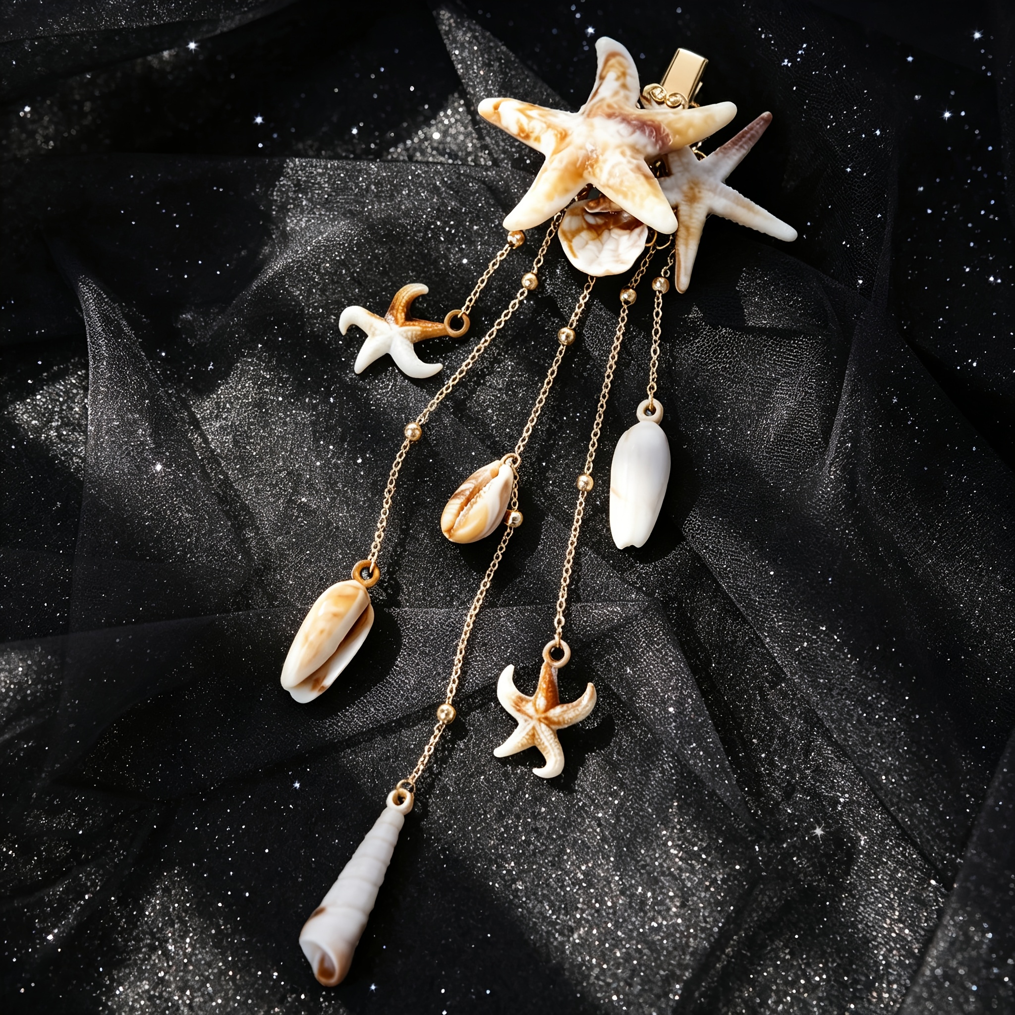 TEMU 1 Pince à Cheveux de Plage Simulation Étoile de Mer Style Océan Gland Clip Fête Plage Femmes Déguisement Coiffure