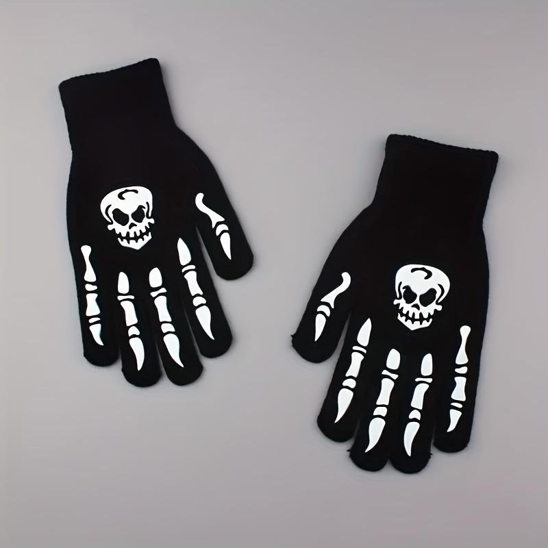 TEMU Une paire de gants à thème squelette, extensibles et élégants pour couple, parfaits pour costumes d'Halloween, fêtes et événements à thème