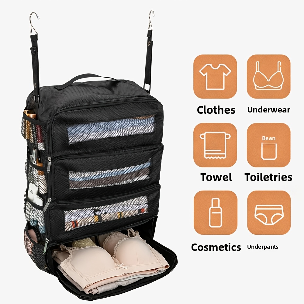 TEMU A Four-compartment Storage Bag For Easy Clothing And Cosmetic Organization. Suitable For Use In Rvs, Home Closets, Outdoor Camping, Business