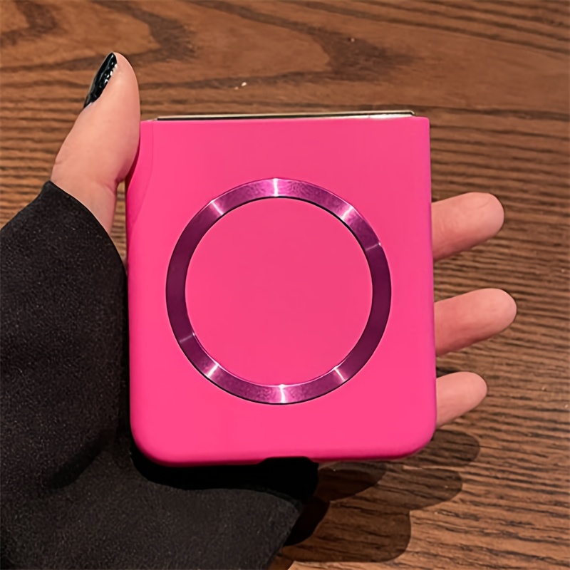 TEMU Phone Case - Y2k Candy Color Friendly Frosted Cd Pattern Magnetic Phone Case For For Galaxy Z Flip 7 6 5 4 3 Support Wireless Charging Trendy
