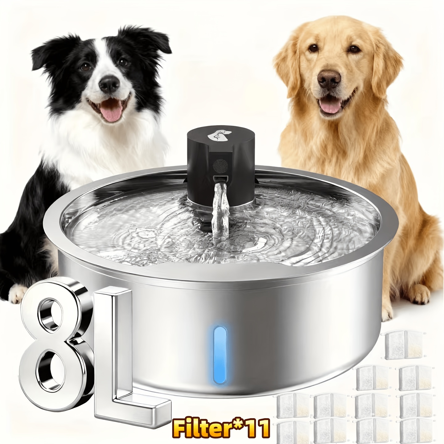 TEMU Are Sold Separately.2.11 Gallon Dog Water Fountain Tainless Steel Cat Water Fountain, Cat And Dog Water Dispenser With Replacement Filter, Large