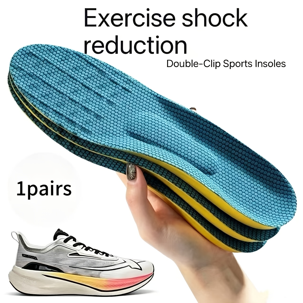 TEMU 1 Paire de Semelles de Basketball de Sport avec Support de la Voûte Plantaire, Absorption des Chocs, Ultra-Légères, Confortables, Respirantes,