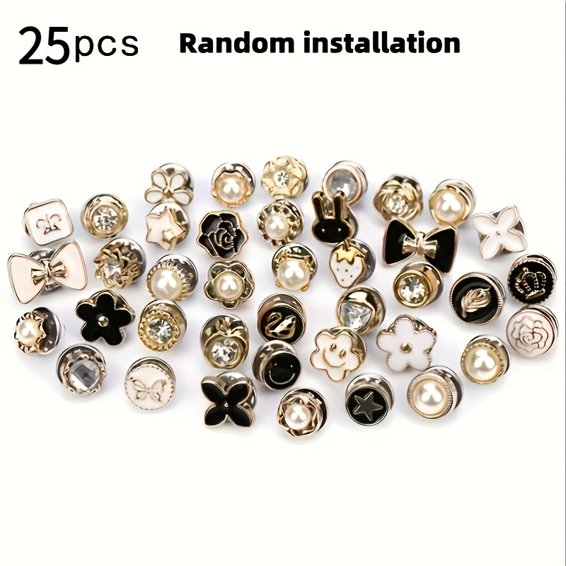 TEMU Women' Invisible Button Set, 25 Reusable Random Buttons, Suitable For Shirts, Cardigans And Tops, And Remove, Leak-proof Design, Christmas