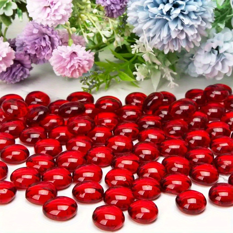E-shop 70g/130g/250g Rote Glas-Kugel-/Rundflachperlen - Glänzend glatt facettierte Aquarium-Deko, Mosaikkunst & Aquariumperlen für DIY-Bastelarbeiten,