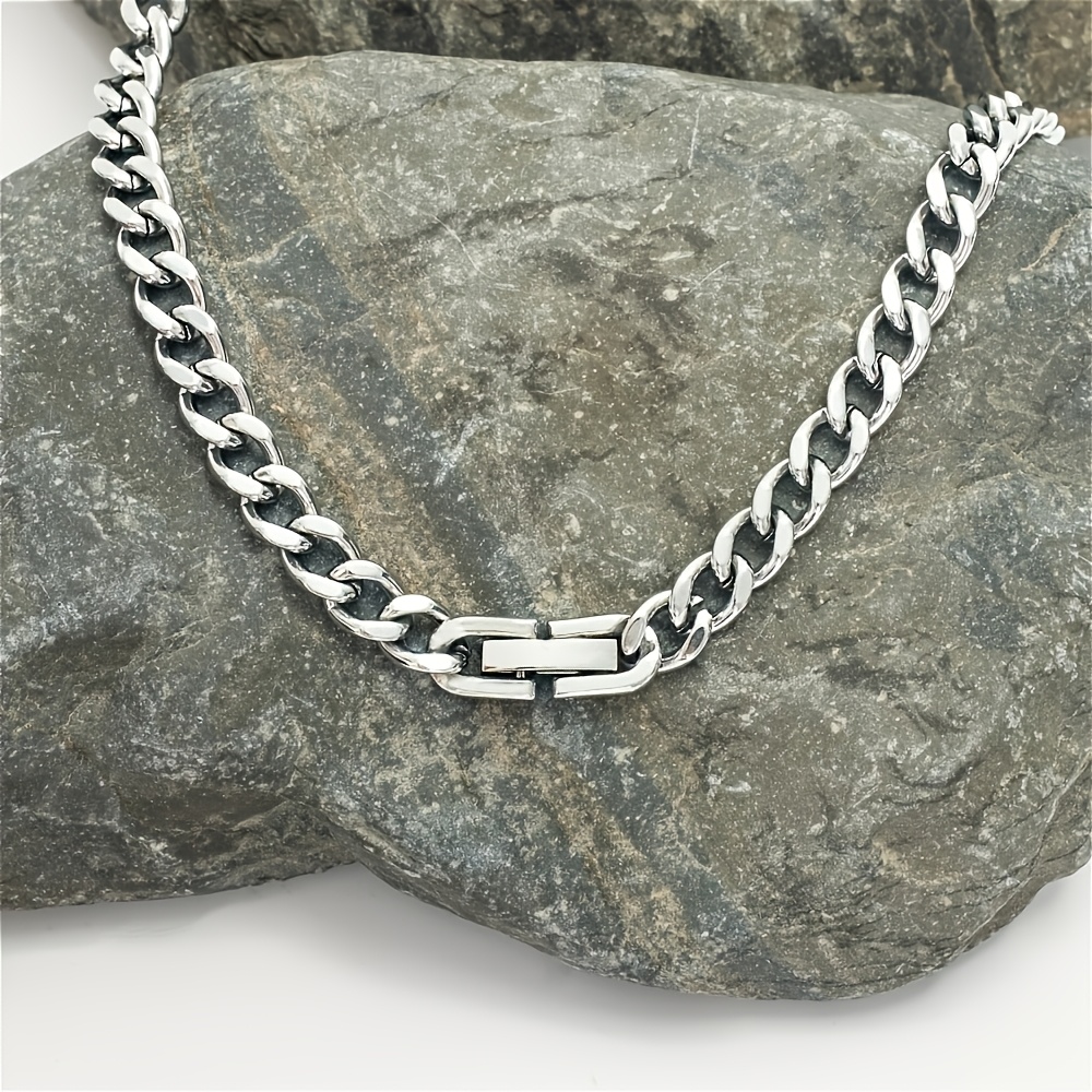 TEMU Men's Women's Hip-hop Trendy Style 316l 316l 316l 316l Stainless Steel 6mm Cuban Chain, With Jewelry Clasp. Fashionable Versatile Jewelry