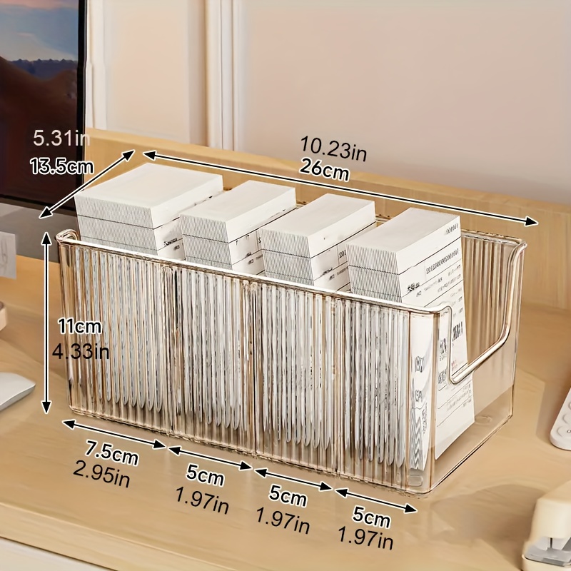 TEMU 4-Fach Acryl-Schreibtischorganizer mit Trennwänden – Aufbewahrungsbox geeignet für CDs/DVDs, Visitenkarten, Notizen – Vielseitig fürs Büro,