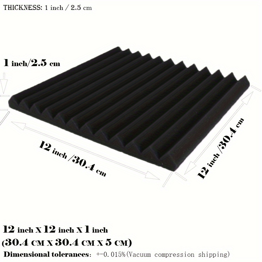 96pcs Black Acoustic Foam Wedge Studio Sound Absorption Panels, 96 Black Pieces for Instruments, Rooms, Game Rooms... Noise Reduction Panels Recording Soundproof Material 30cm X 30cm X 2.5cm