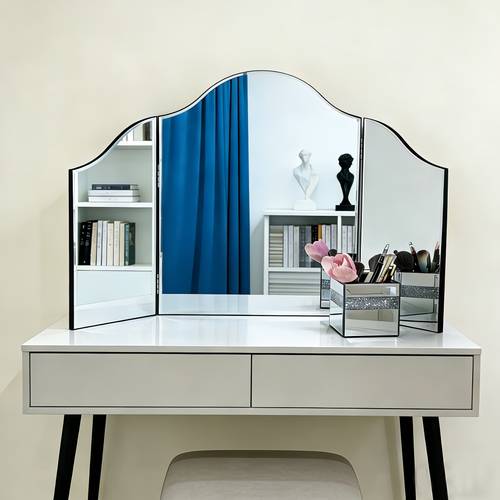 3 way adjustable trifold mirror with edge silvery glassfor makeup artists bedroom vanity dressing room 180 adjustable modern tabletop decor