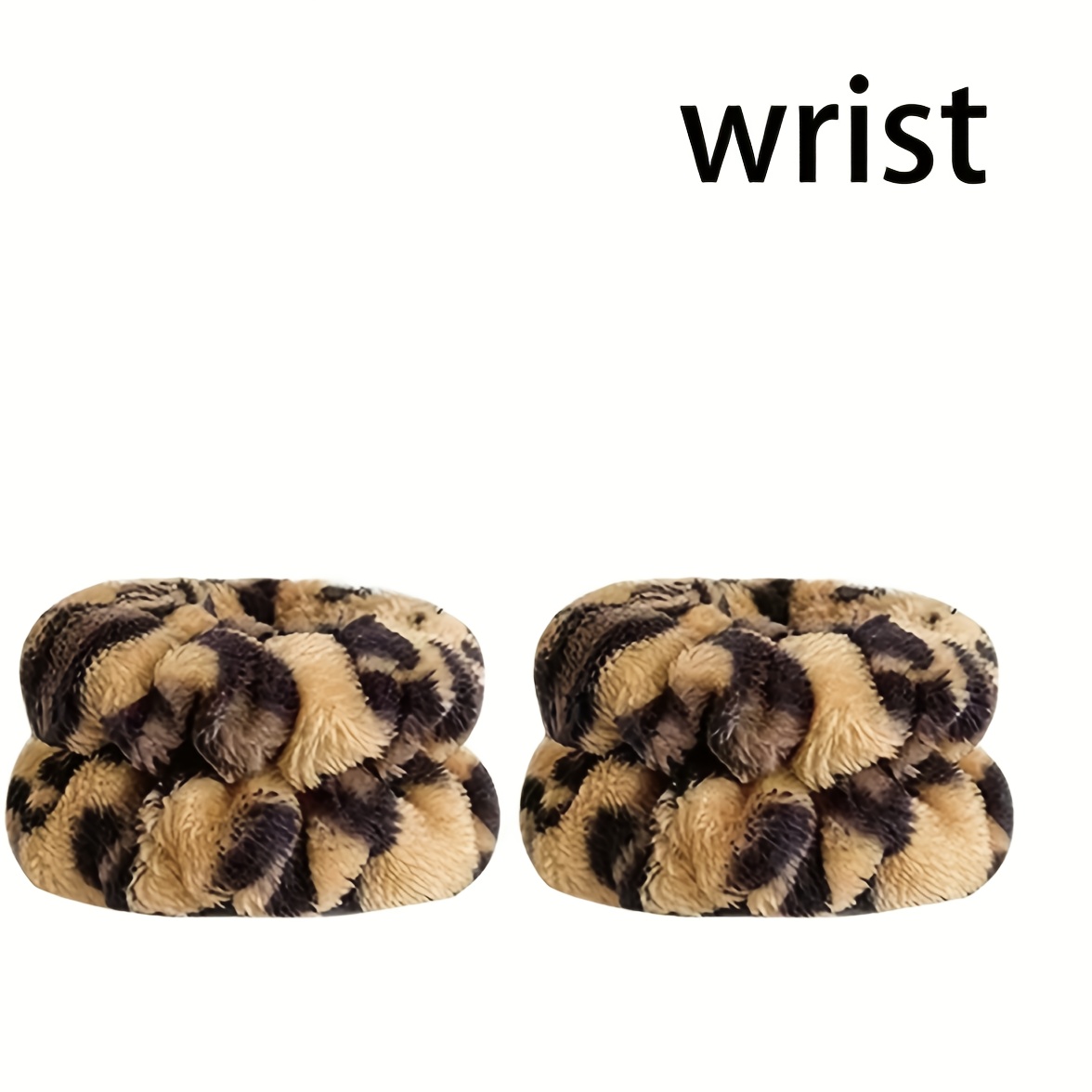 TEMU 2pcs Leopard Print Wristbands, Suitable For Spa, Makeup, Face Washing, Hair Accessories, Yoga Sweatbands. Ideal For Autumn And Winter Vacation