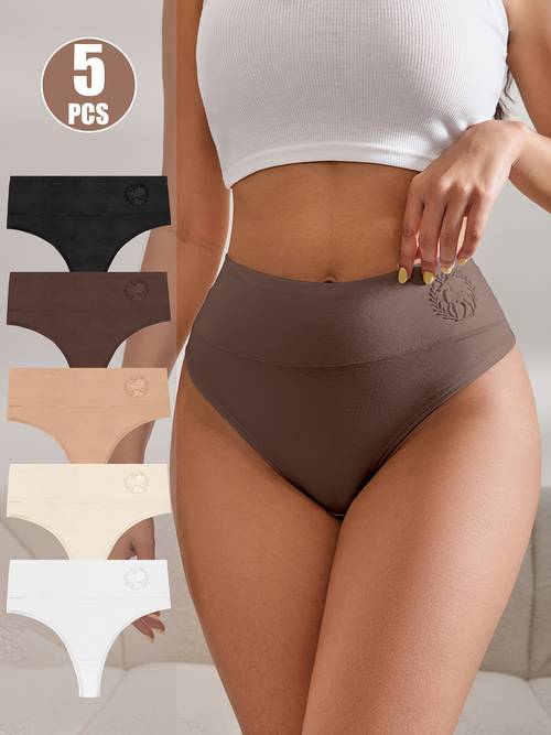 5pcs bellabreeze womens high waist thongs soft breathable underwear with deer head deer maiallard colors minimalist aesthetic non panty high for day machine washable for casual