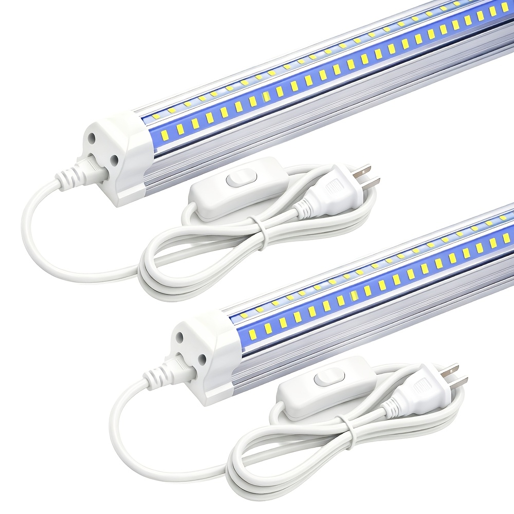 2pcs 2ft LED Shop Lights, 24W Super Bright 2' LED Tube Light Bulbs, V-shaped 6000K Cabinet Lights, Clear White, Plug And Play — Zaynora Luxury Marketplace