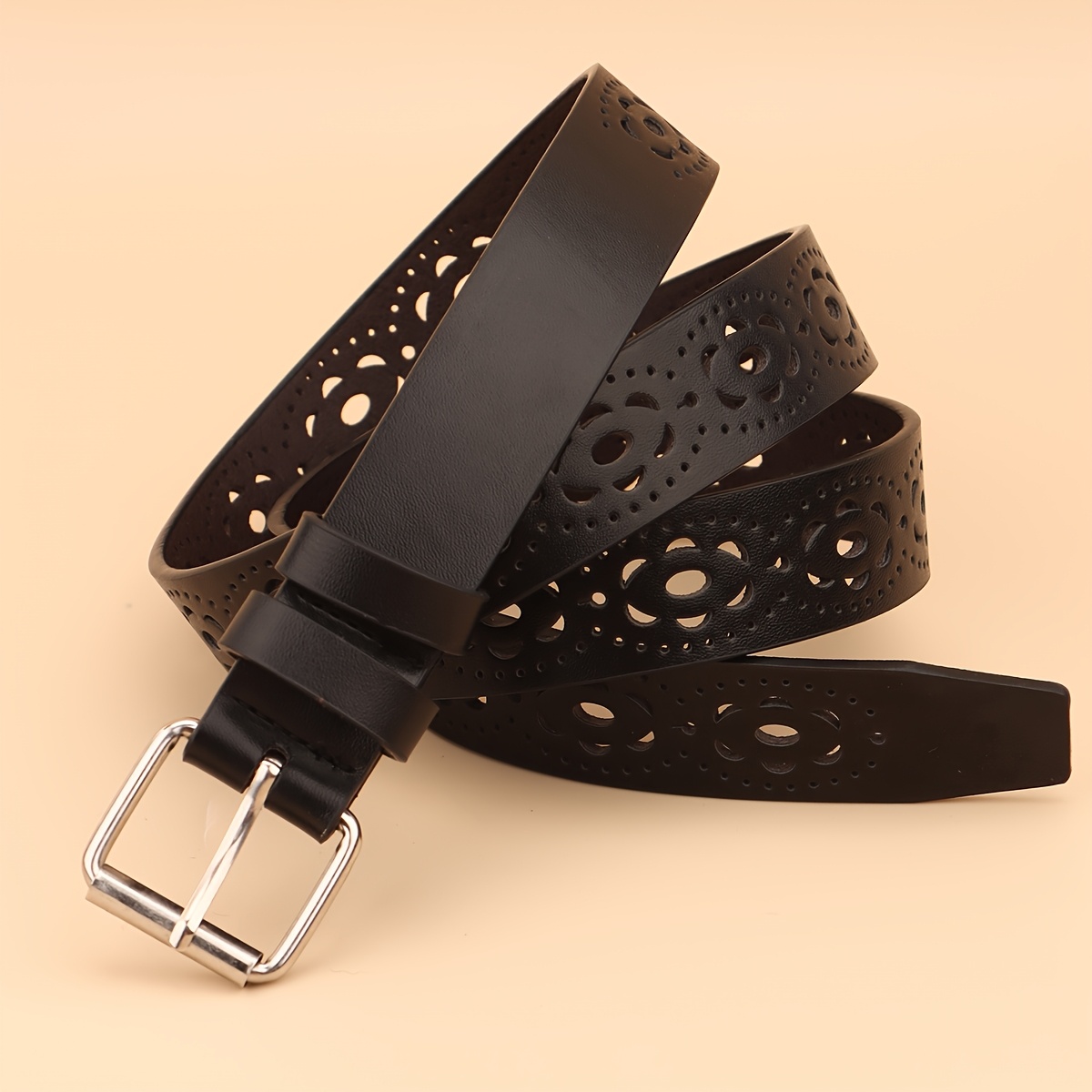 TEMU 1pc Women's Fashion .8cm Wide Hollow-out Belt, Casual Outfits, Dresses, Parties, And Daily Commute