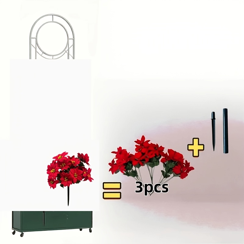 TEMU 3 di Natale Artificiali Vivaci + Piantine con Picchetto da - Piante Finte Artificiali Vivaci e Resistenti al , Adatte per Natale, Halloween,