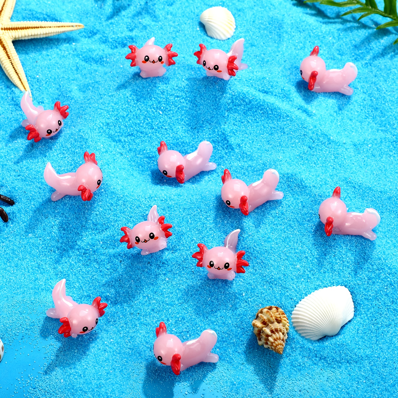 64pcs Mini Resin Axolotl Figures, Glow in The Dark Mini