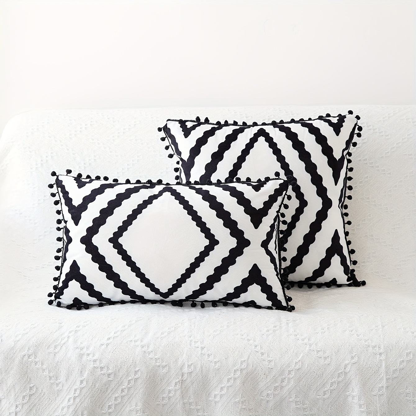 modern black white geometric throw pillow cover stylish Temu