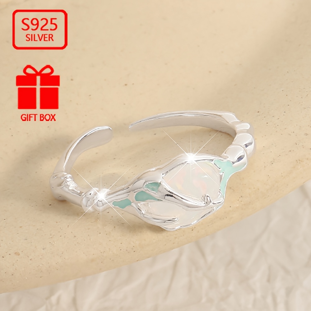 925 Silvery Little Dolphin Ring, Personalized Gift