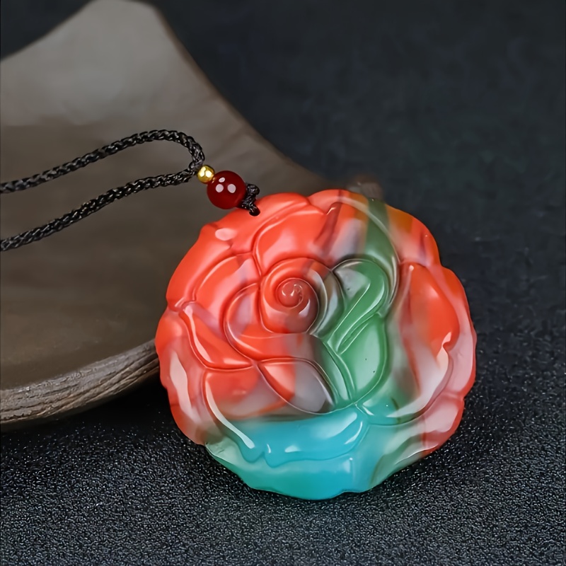 Elegant Large Rose Pendant Necklace in Vibrant Colours