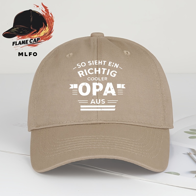 Image of Washed Baseball Cap Featuring A Minimalist Opa Letter Print, Suitable For Casual , Fishing, And Everyday Wear. This Adjustable Duckbill Cap Is Comfortable, Lightweight, And Unisex