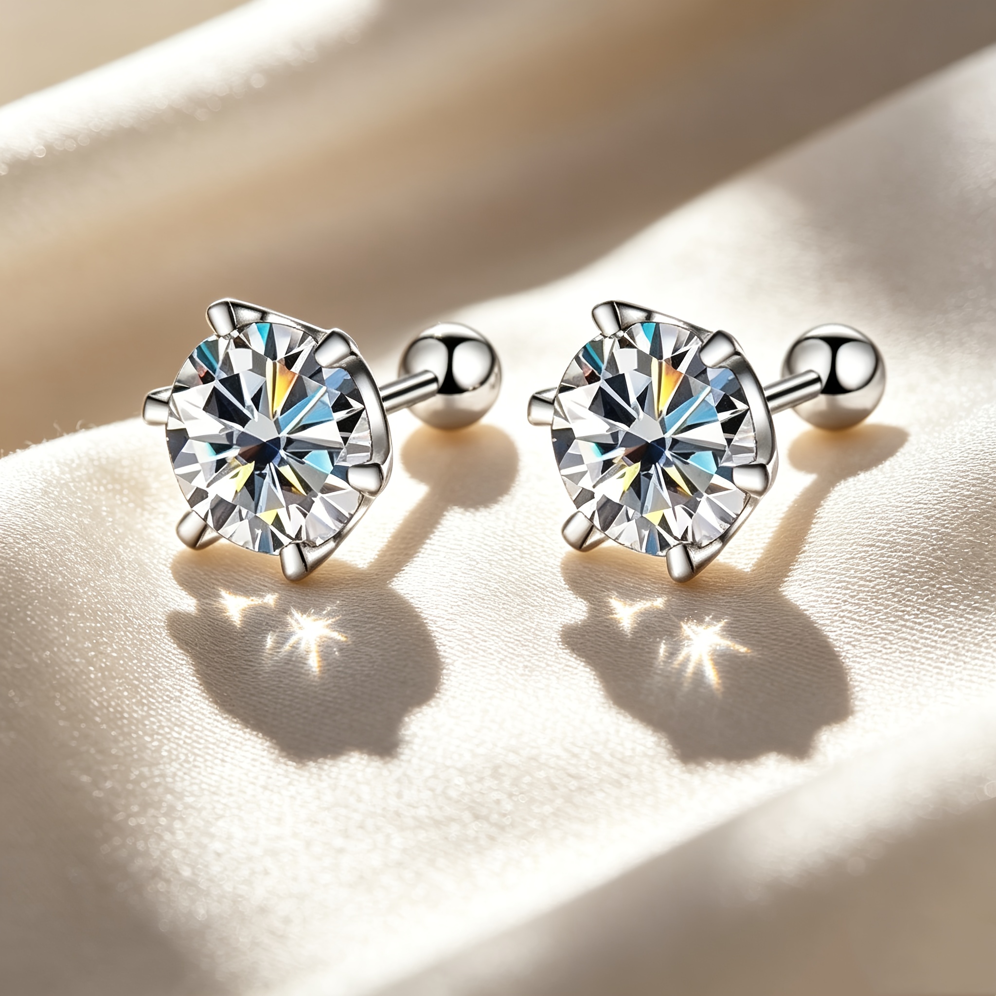 TEMU Boucles d'oreilles clous en moissanite de haute qualité 0,1 à 1 carat pour femmes. Argent sterling S925 de haute qualité, bijoux de mariage