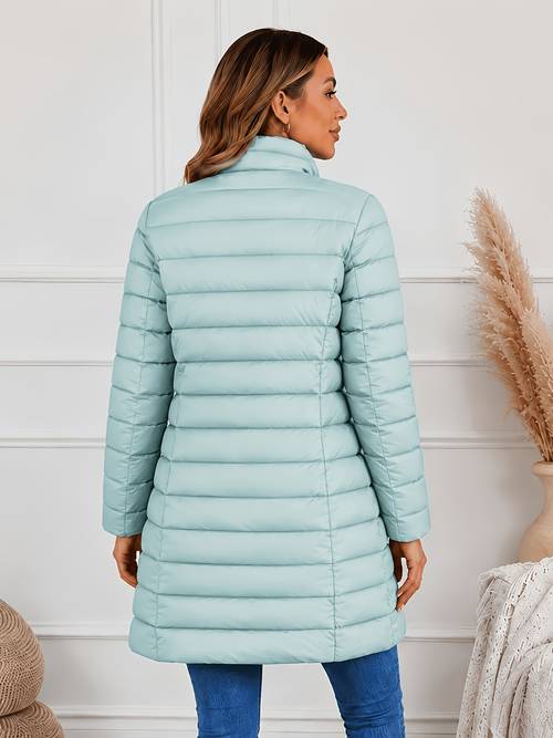 womens long sleeve autumn lightweight double zip jacket womens long coat stand collar warm coat 2026 new style jacket fall winter western style coat
