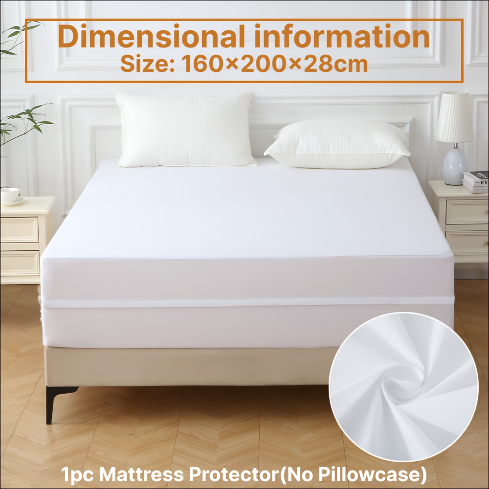 TEMU 1pc 6-sided Waterproof Mattress Protector, Dust-proof Comfortable Mattress Cover, With Zippered Soft Mattress , Suitable For Bedrooms, Guest