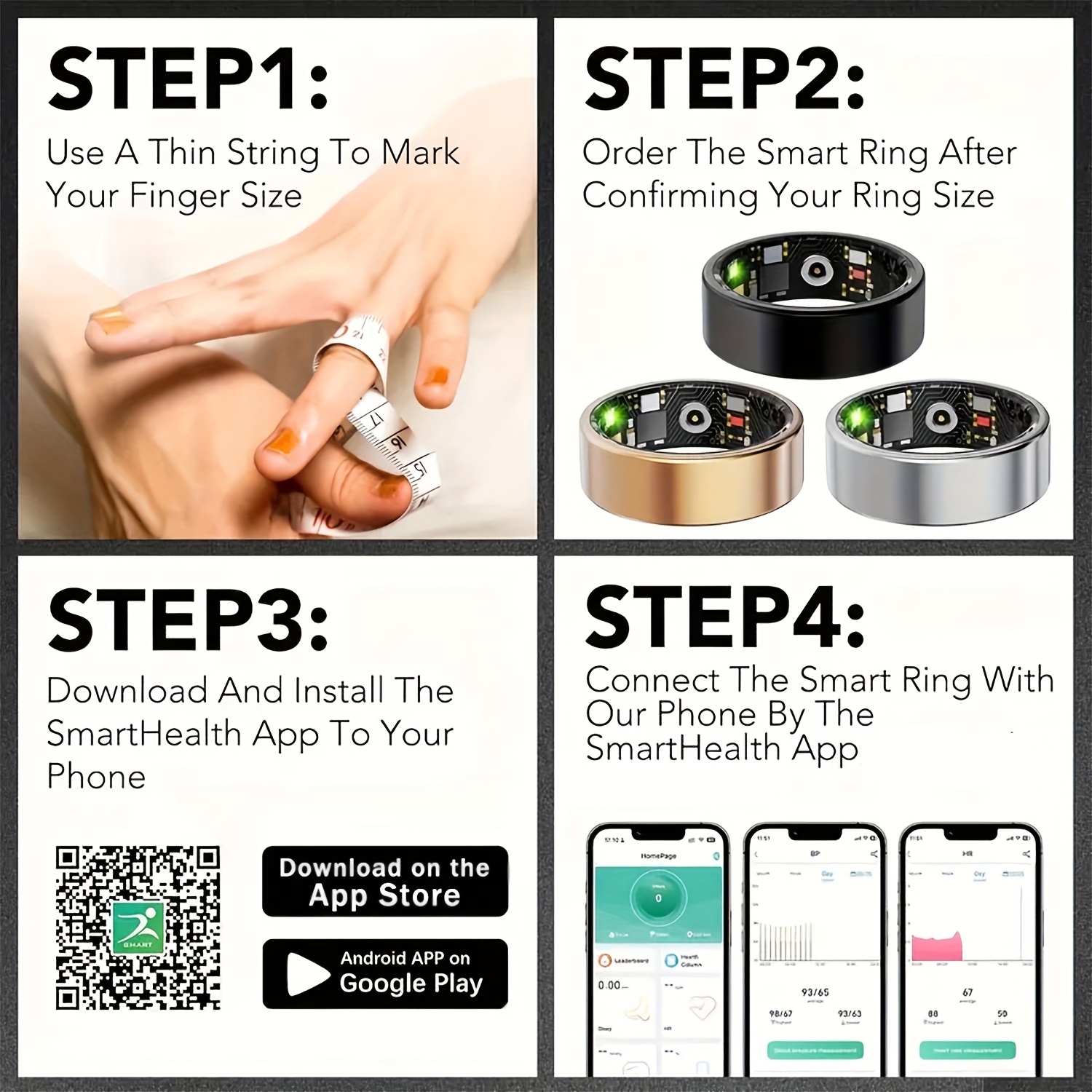 Smart Ring Health Tracker, Anillo Inteligente para France
