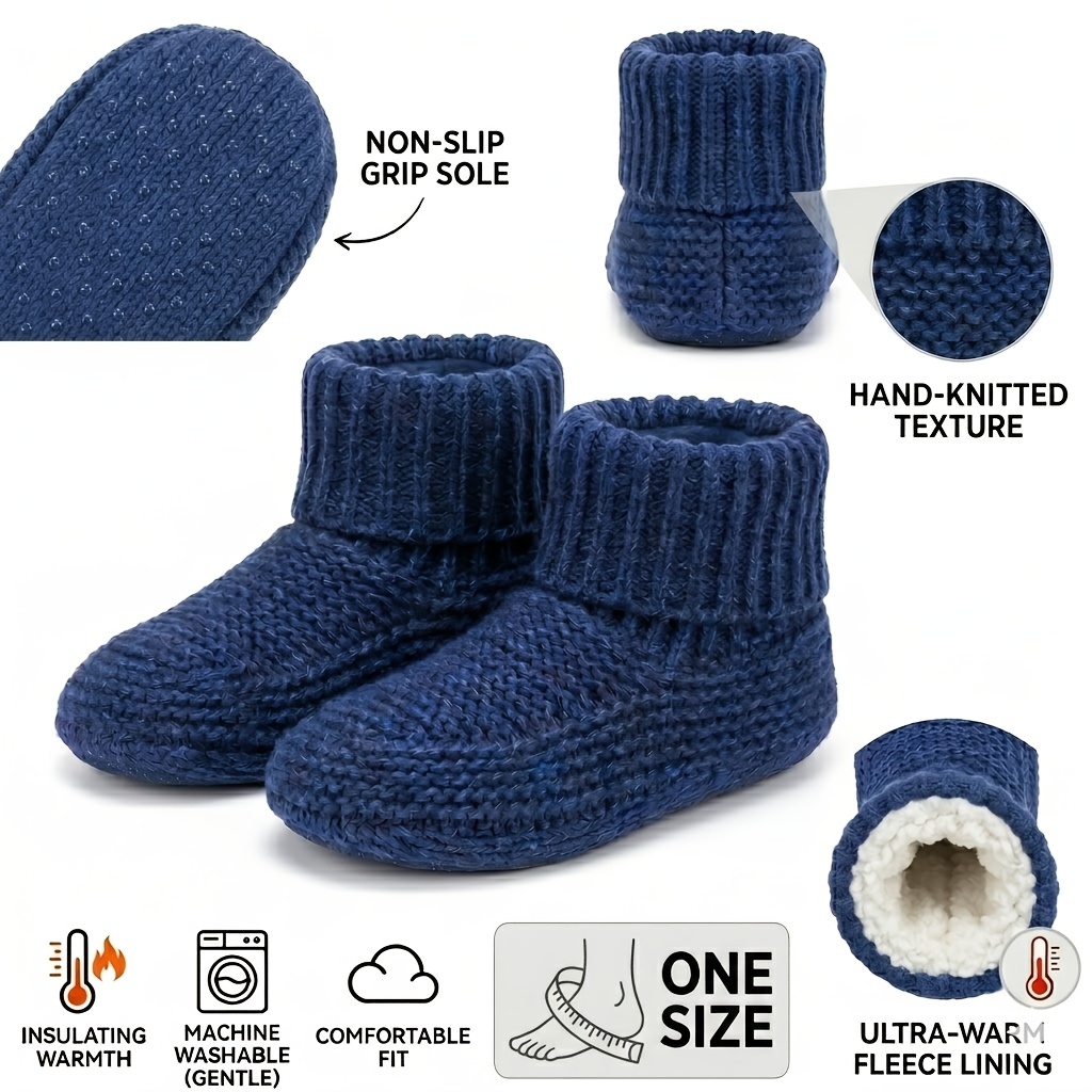 TEMU 1 paire de chaussettes et bottes d'intérieur épaisses, chaussures de sol antidérapantes et chaudes