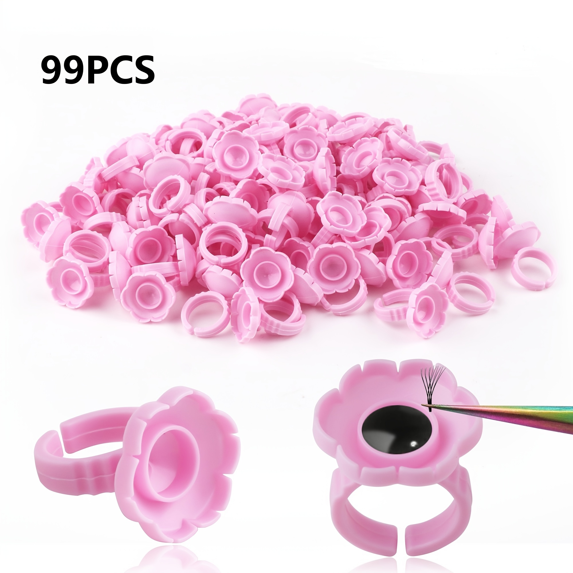 TEMU Gobelets à colle à cils jetables 99/20pcs Outils d'extension de cils Fournitures de beauté pour cils