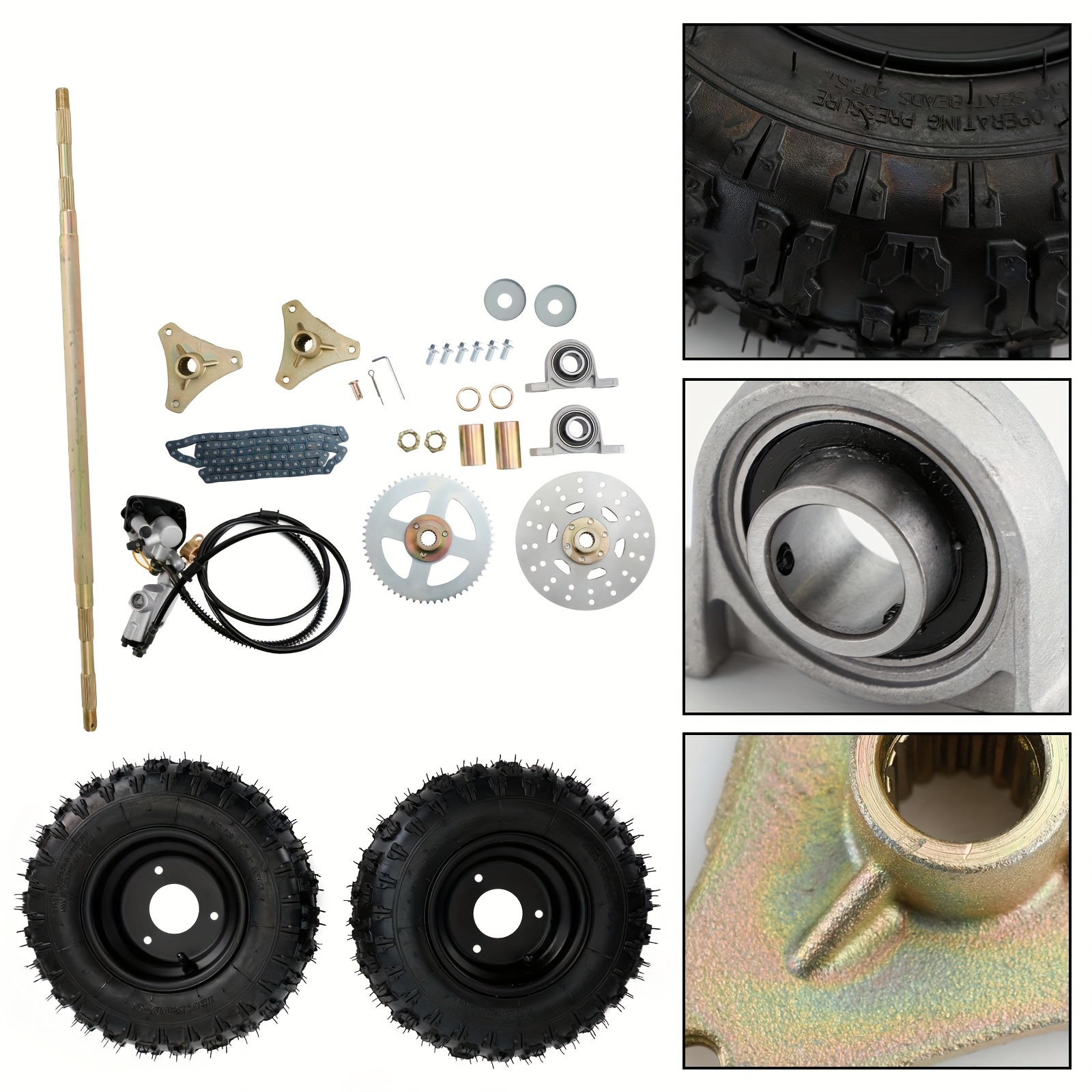 Kit Essieu Arrière 810mm Avec 5 Roues – Pour Go-kart, Trike, Quad, ATV, Moto Légère