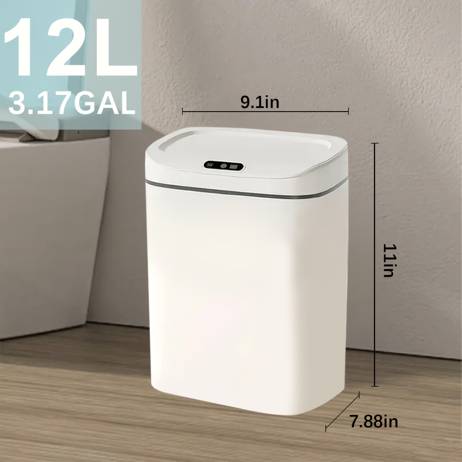 TEMU Poubelle Intelligente à Fermeture Silencieuse - Anti-Odeur, Multiples Capacités 3.17 Gallon/3.7 Gallon/4.23 Gallon/4.49 Gallon Idéale pour