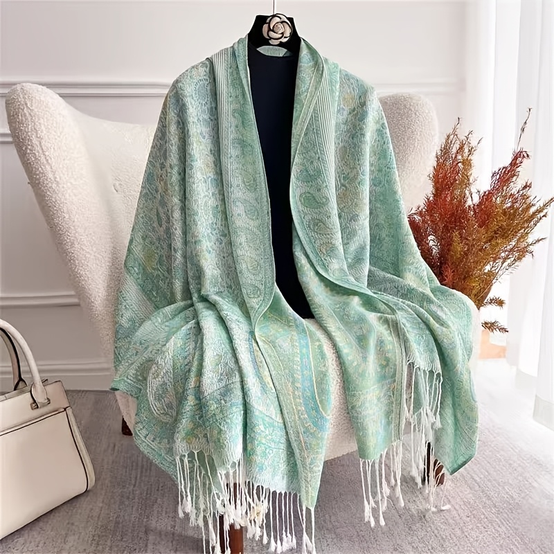TEMU New Paisley Scarf Bohemian Style Tassel Shawl Fashion Warm Large Scarf Women's Carnival