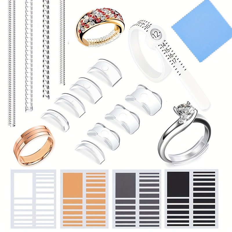 90pcs jewelry sizer set invisible fixed ring sizer magnifying glass measurement tool multi purpose jewelry tightener pad polishing cloth for precise fitting of rings plastic material jewelry sizing device adjustable ring sizer durable plasti 0